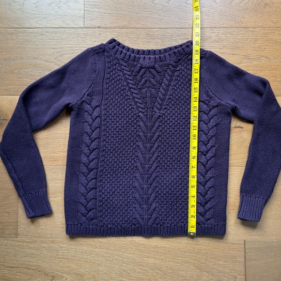 Banana Republic Cable Knit Chunky Fisherman Sweater Purple Slim Fit Womens XS - Picture 6 of 7